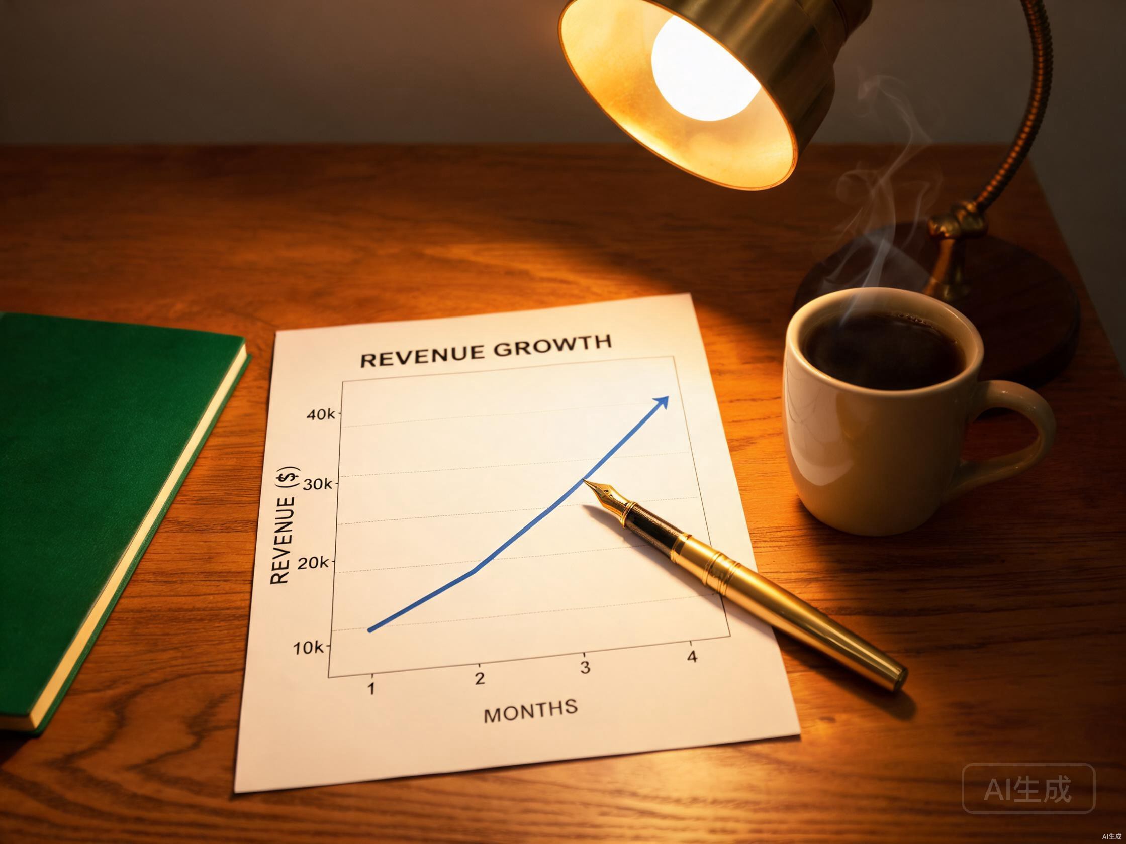 Revenue growth strategies chart on a desk